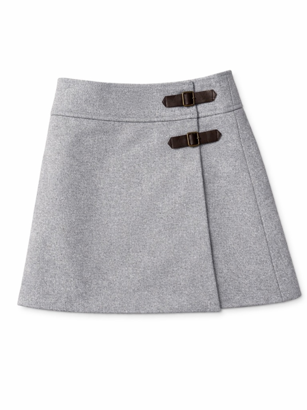 Jacadi Paris Wool  Gray Wrap Skirt with Buckle Detail - NWT